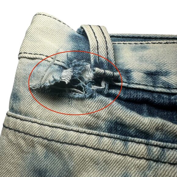 Blue Cult Distressed Jean Faded Shorts Men's Size 46 Acid Wash Ribbing Hiphop - Picture 7 of 7